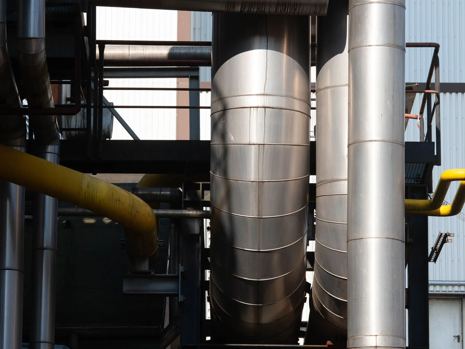 Seamless steel pipes at an industrial yard